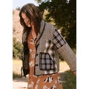 The Great Reversible Quilted Jacket size S Black Patchwork‎ Western Cozy Boho